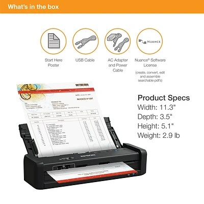 Scanners Epson ES-300WR Wireless Duplex Mobile Receipt & Document Scanner, Auto Doc Feeder - Image 7