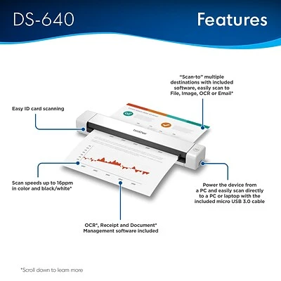Scanners Brother DSmobile DS-640 Portable Scanner White - Image 3