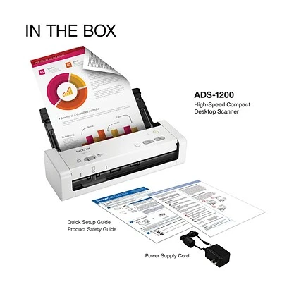 Scanners Brother ADS-1200 Desktop Scanner For Documents With Duplex, White - Image 8