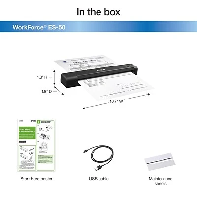 Scanners Epson WorkForce ES-50 Portable Document Scanner, Black (B11B252201) - Image 7