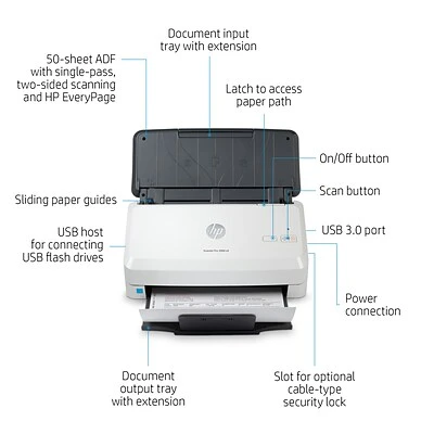 Scanners HP Scanjet Pro 3000 S4 Duplex Desktop Document Scanner, White (6FW07A#BGJ) - Image 2